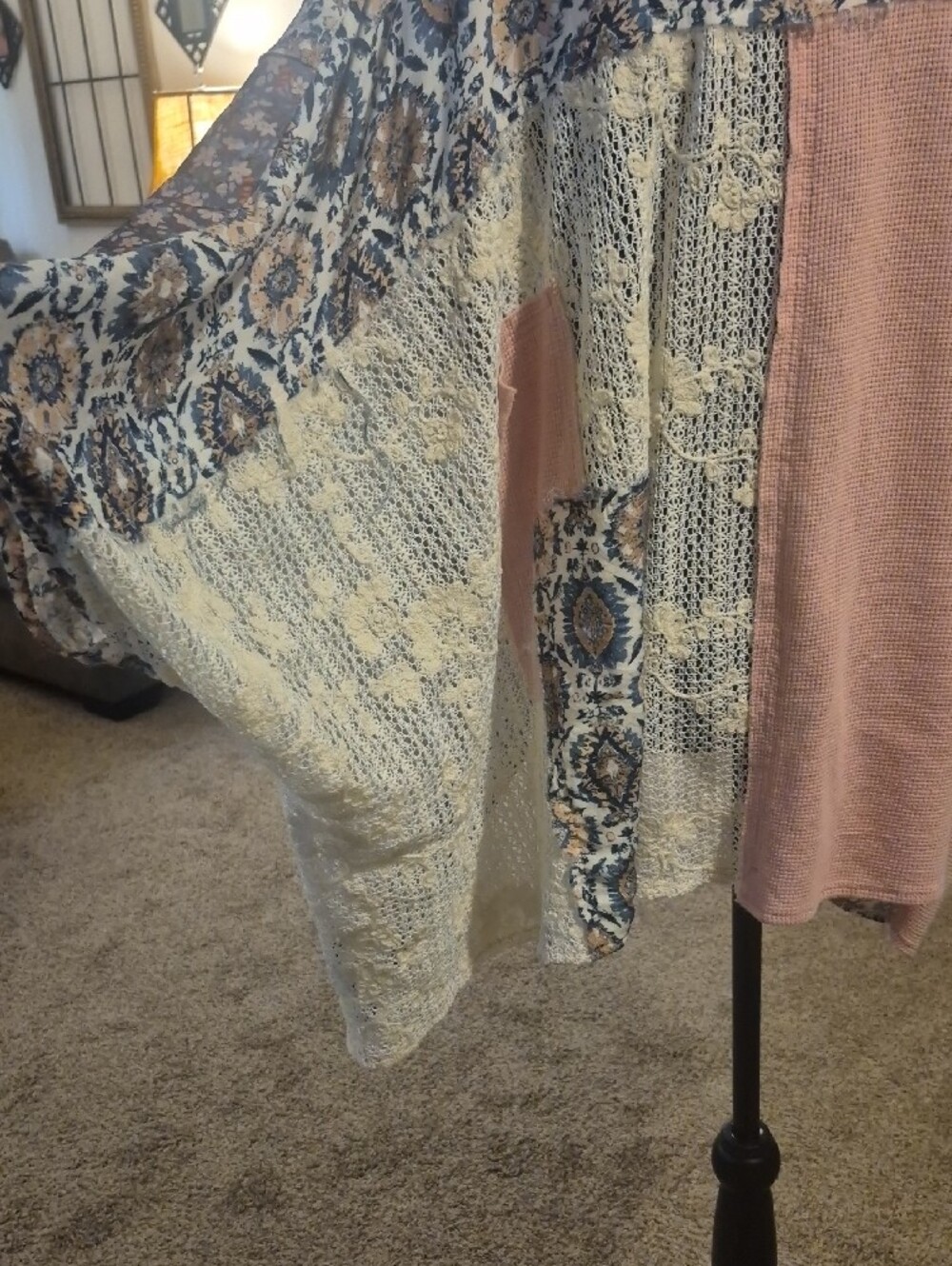 POL Patchwork Floral & Lace Blazer Jacket in Pink, Blue, and Cream - Picture 5 of 13